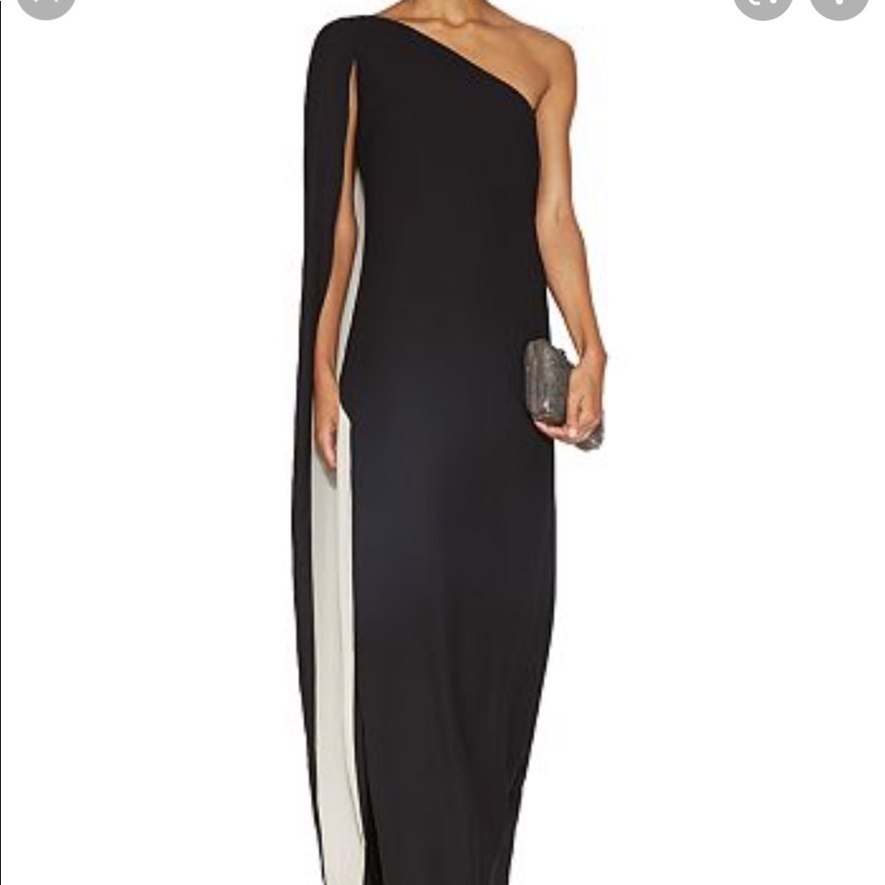One shoulder cape gown